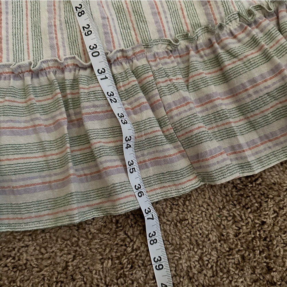 007.NWT Natural/Lilac/Green Stripe Babydoll V-Neck Dress - Picture 10 of 12